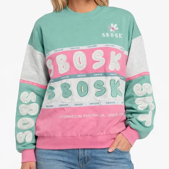 SABO ($164) Crewneck Sweatshirt Colorblock Logo Graphic Oversized L - Picture 1 of 7
